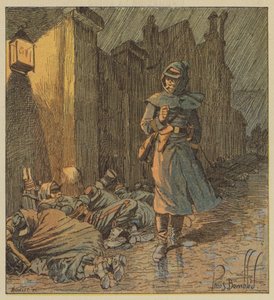 Le colonel de Bourgoing parcourt les rues de Cerdon où dorment ses soldats sous la pluie