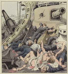 Le pont du Varyag après le combat du 9 février