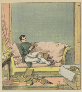 Napoléon parcourt les livres qui viennent de lui être envoyés