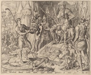 David avec la tête de Goliath devant Saül - after Maerten van Heemskerck