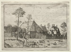Vue des villages du Brabant et de la Campine : Bergers avec troupeau - after Master of the Small Landscapes