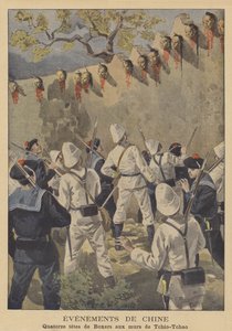 La Rébellion des Boxers : les têtes décapitées de quatorze Boxers exposées sur les murs de Tchio-Tchao