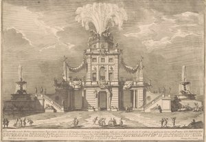 La Seconda Macchina pour la Chinea de 1755 : Un pavillon de chasse royal - after Paolo Posi Giuseppe Vasi