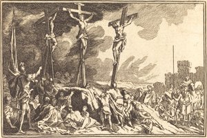Christ sur la croix entre les deux voleurs - after Sébastien Le Clerc I