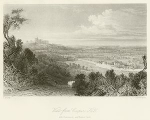 Vue de Coopers Hill, avec Runnemede et le château de Windsor - after Thomas Allom