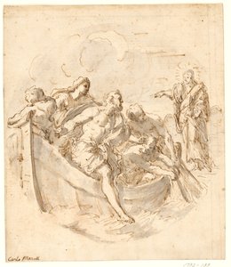 Tondo avec Christ demandant à Pierre de marcher sur l