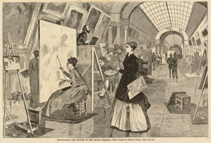 Étudiants en art et copistes dans la galerie du Louvre, Paris