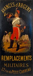 French: Au hussard. Enseigne de bureau de remplacement militaire. 17 rue des Petits- Carreaux, 11ème arrondissement, Paris - anonymous 