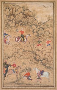 Chasse au faucon dans un paysage (recto) - attributed to Abd al Samad (Persian, c. 1510–1600)