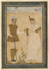 Un couple européen - attributed to Ali Riza, the "Bodleian Painter"