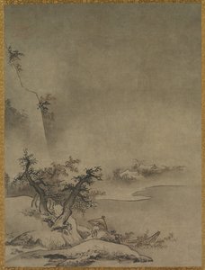 Serviteur chinois marchant sous la pluie - attributed to Gakuō Zōkyū