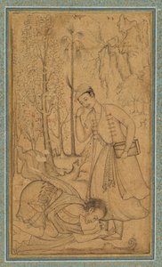 Un homme saint se prosternant devant un prince érudit - attributed to Manohar