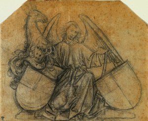 Un ange soutenant deux écussons - attributed to Nikolaus Gerhaert von Leyden