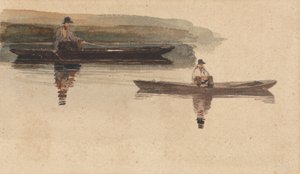 Deux hommes en barques - attributed to Peter DeWint