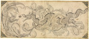 Dragon dans le feuillage avec têtes de lion et de phénix - attributed to Sahkulu