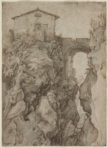 Ponte San Rocco à Tivoli - attributed to Willem van Niewlandt