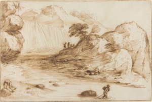 Paysage avec une cascade - called Guercino Giovanni Francesco Barbieri
