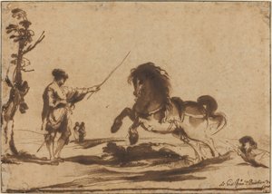 Paysage avec le dressage d