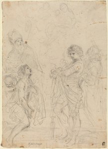 Madone et enfant avec les saints Gimignano, Jean-Baptiste, Georges et Pierre Martyr - called Guercino Giovanni Francesco Barbieri