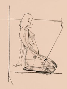 Esquisse de nu pleine de réflexion - cartissi
