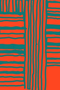 Motif orange vif et bleu sarcelle - cartissi