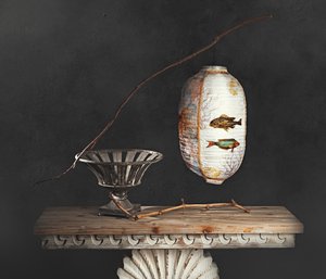 Nature morte aux lanternes asiatiques
