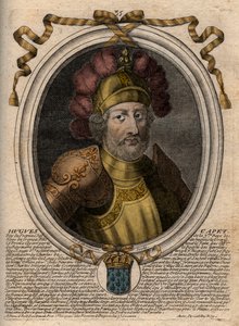 Portrait de Hugues I Capet (ca. 941 - 996), Duc de France puis Roi de France - Gravure de 