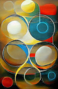 Forme circulaire multicolore abstraite sur toile