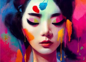 Peinture abstraite pastel de portrait de femme chinoise