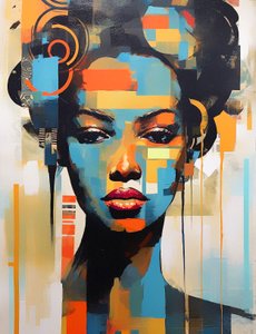 Femme noire moderne abstraite, portrait abstrait