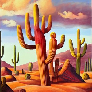 Cactus du désert en couleurs chaudes - F. Abderrahim