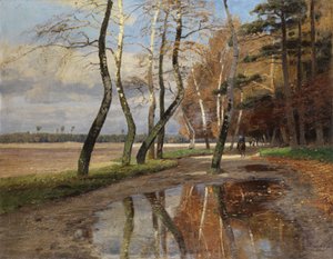 Cavalier sous des arbres d
