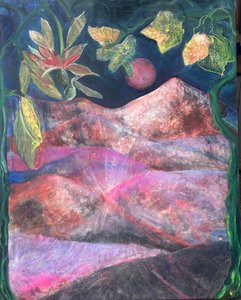 Lune rose sur les Sierras, 2025 (huile sur toile)