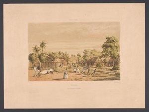 Habitations des esclaves dans une plantation du Suriname