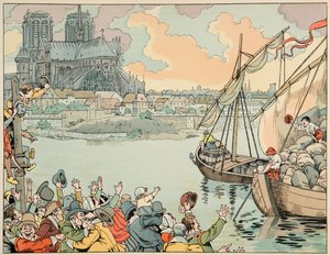 Illustration tirée du livre "Le bon roy Henri", illustrée par Jacques Marie Gaston Onfray de Bréville dit JOB (1858-1931) : Paris refuitaille - Collection privée - pseudonym for Onfray de Breville Jacques Job
