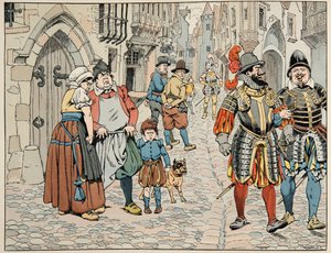 Illustration tirée du livre "Le bon roy Henri", illustrée par Jacques Marie Gaston Onfray de Bréville dit JOB (1858-1931) : Les Parisiens voient d