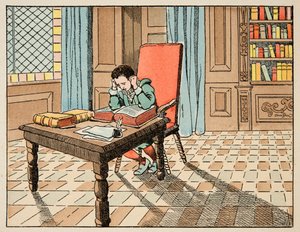 Illustration tirée du livre "Le bon roy Henri", illustrée par Jacques Marie Gaston Onfray de Bréville dit JOB (1858-1931) : Éducation au 16ème siècle : lecture des classiques - Collection privée