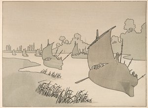 Illustration tirée du livre "Le bon roy Henri", illustrée par JOB : Le Duc de Parme tente de ravitailler Paris par bateau - Collection privée