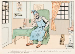 Jacques Marie Gaston Onfroy de Bréville dit JOB (1858-1931) - Demi-équilibre écrivant des mémoires, Collection privée