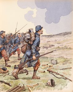 Les poilus pendant la bataille de la Marne pendant la Première Guerre mondiale, Collection privée - pseudonym for Onfray de Breville Jacques Job