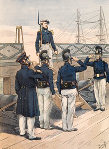 Tenue des troupes françaises à toutes les époques : marine française, officiers et marins (1827)