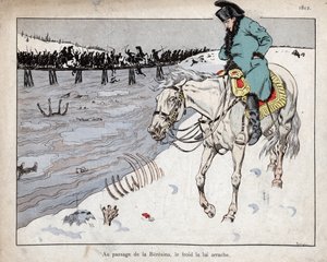 Napoléon regardant les restes de sa Grande Armée traverser la rivière Bérézina lors de la retraite de Moscou