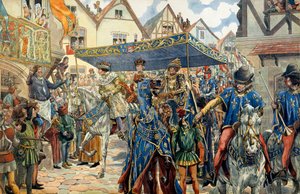 Entrée triomphale de Louis XI de France, dit le Prudent (1423-1483) à Paris le 30 août