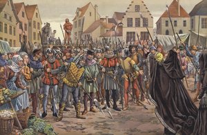 Marie, duchesse de Bourgogne, plaidant auprès du peuple de Gand pour la vie de deux conseillers de son père qui avaient correspondu avec le roi Louis XI de France
