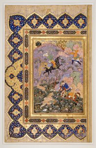Chasse aux animaux sauvages, vers 1540 (encre, gouache et or) - School Iranian