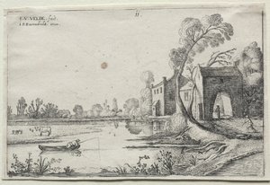 Paysage avec une rivière et une maison de garde, 1614