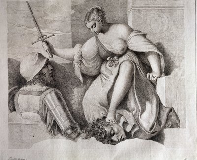 Salomé avec la tête de Saint Jean-Baptiste. En bas à gauche 