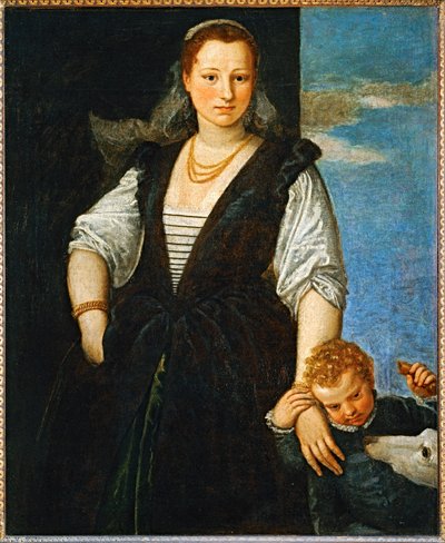 Portrait de femme avec un enfant et un chien - Portrait of a woman with a child and a dog … - (1528-88) Veronese
