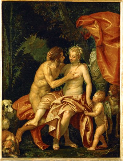 Vénus et Adonis (huile sur toile) - (1528-88) Veronese