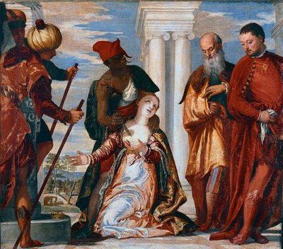 Le martyre de Sainte Justine. Sainte Justine de Padoue est percée d
